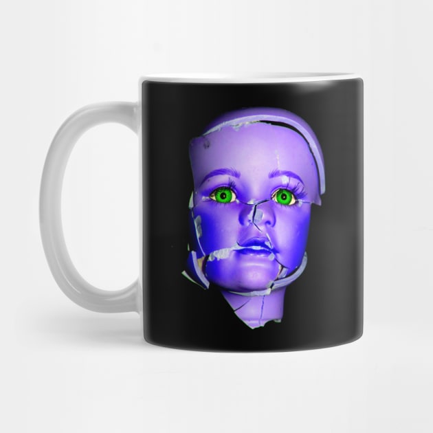 Freaky Halloween Broken Doll Zombie Face Purple by Squeeb Creative